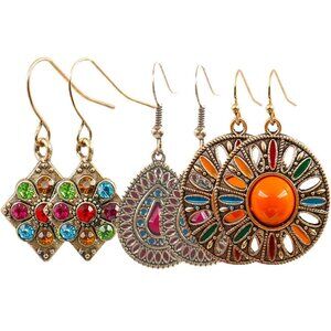 Vintage Bohemian Earrings for Women Unique Handmade Boho Retro Tribal National B